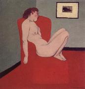 Felix Vallotton Nude Seated in a red armchair oil painting reproduction